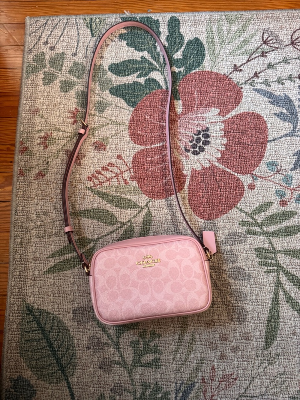 Coach Pink Pebble Leather Signature Crossbody Bag - Mini Jamie Camera Bag - Picture 2 of 8